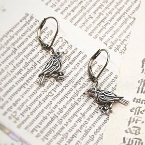 Silver Crow Earrings